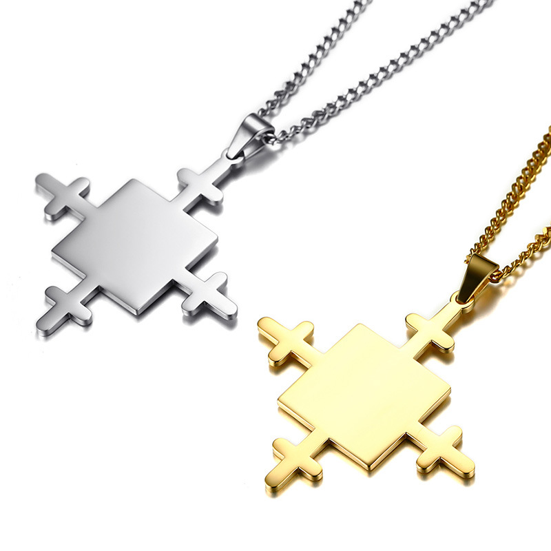 

Euramerican Style Men's and Women's Stainless Steel Pendant Necklace Gold/Silver Color Cross Tag Necklace Punk Jesus Jewelry