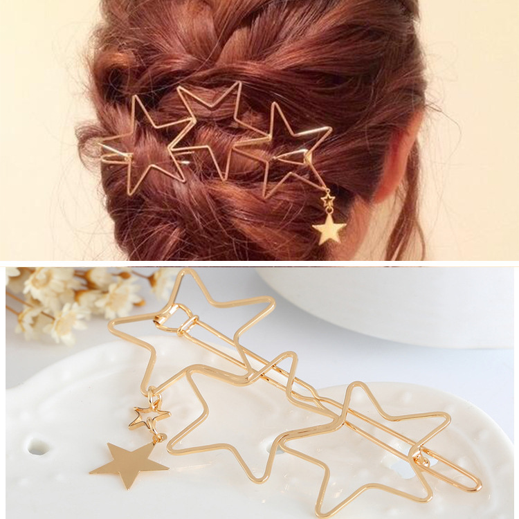 

S944 Hot Fashion Jewelry Copper Hollow Out Stars Hearts Barrette Hairpin Hair Clip Simple Bobby Pin Lady Barrettes