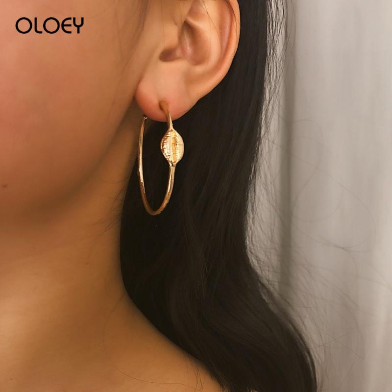 

OLOEY Round Hoop Earrings For Women Simple Fashion Party Casual Alloy Big Earrings Ladies Punk Earring Jewelry Accessories Gifts