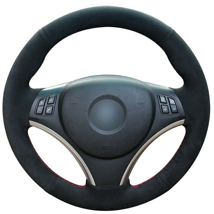 Black Suede Car Steering Wheel Cover for BMW E90 320i 325i 330i 335i E87 120i
