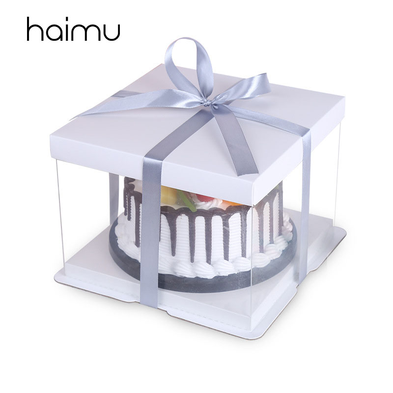 

5pcs White Transparent Box Packaging Birthday Cake Baking Box Birthady Party Gifts Decoration Package Cakes Boxes