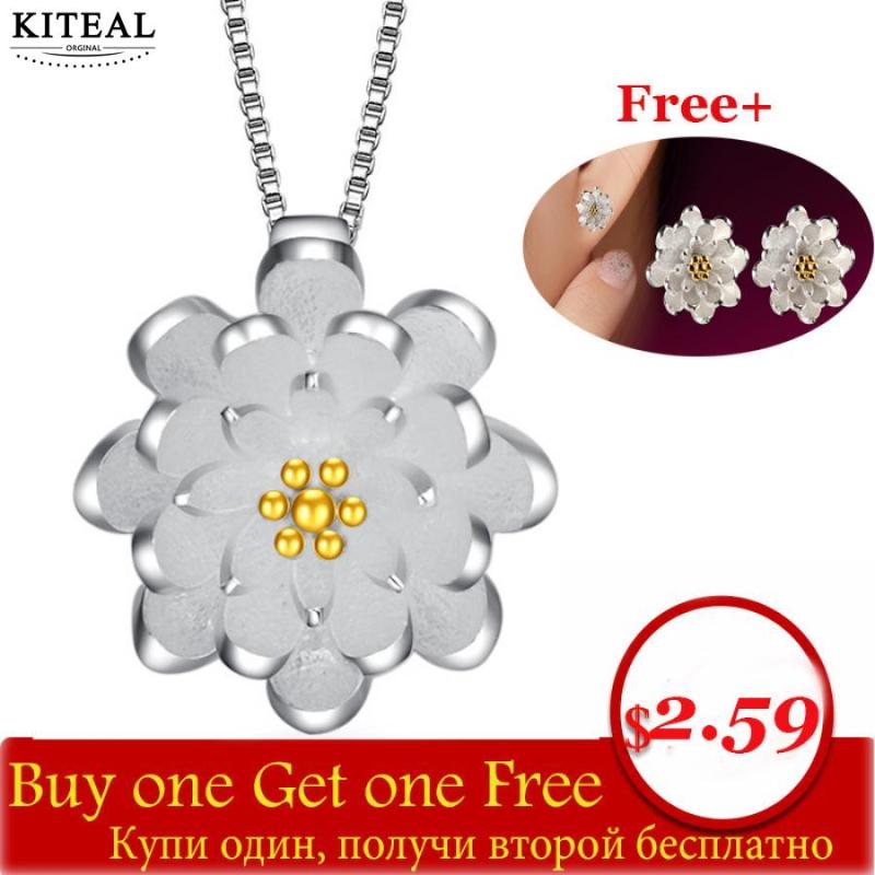

NEW!! Buy one get free one Perfume women silver jewelry pendant necklace Cherry blossoms maxi colar joyas 925 stamp
