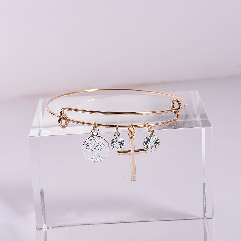 

Life of Tree Bracelets Adjustable Rhinestone Cross Charm Bangles for Women Girls Vintage Bracelet Statement Jewelry Gift
