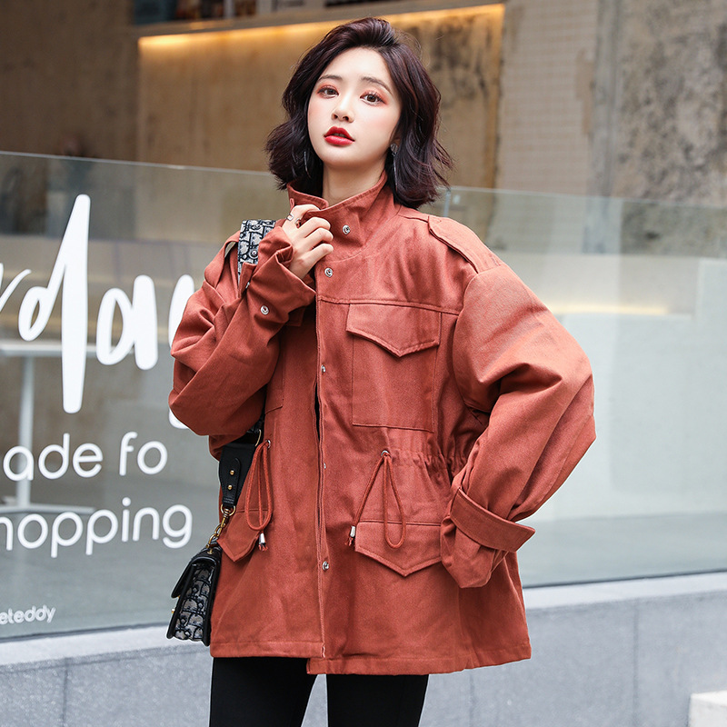 

EWQ]Bat Sleeved Long Sleeve Loose Plus Size Khaki Trend Coat Feminino Coats KoreaTrench Coat Slim Outwear 2019 Autumn New QK746, Black
