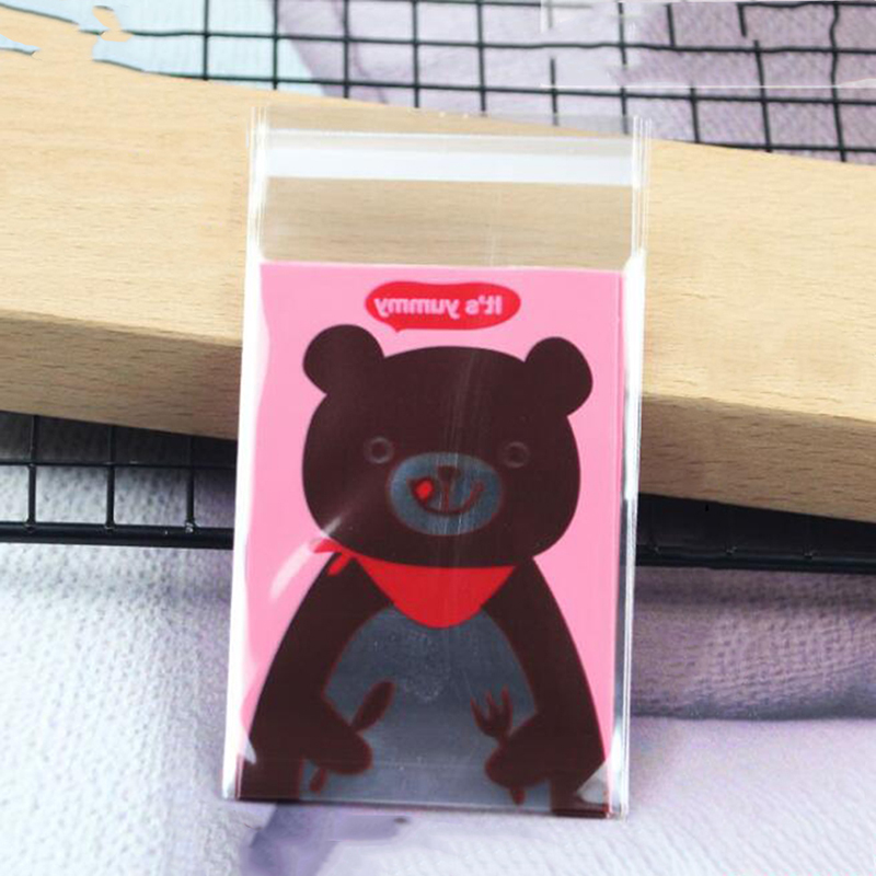 

100pcs Cartoon Candy Packing Bear Cookies Bag Print Gift Bag Wedding Birthday Favor Party Wrapping Supplies