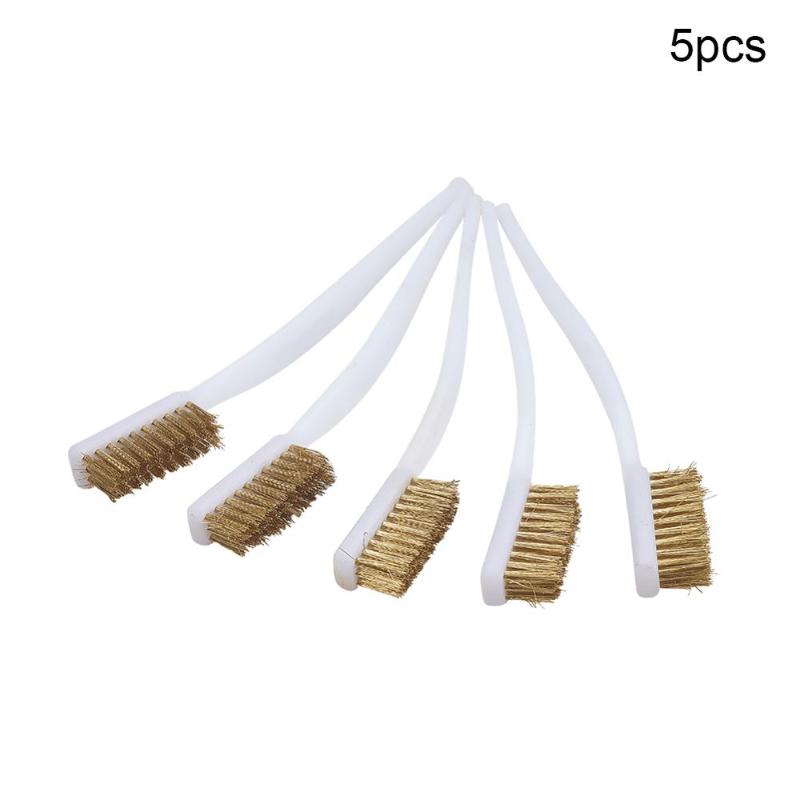 

High Quality 2pcs/5pcs/10pcs Plastic Handle Pure Copper Wire Cleaning Brush 17cm Total Length 1.2cm Working Width Metal Brush