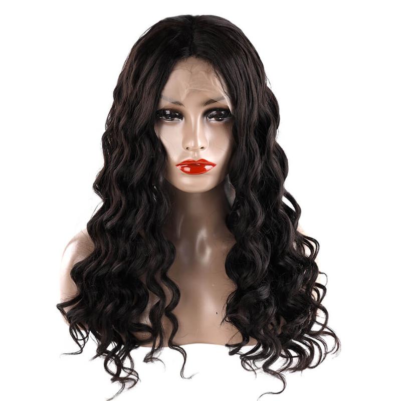 

Beauty On Line 22 Inches Synthetic Lace Front Wigs Long Loose Wave Wigs for Women Heat Resistant Fiber Fake Hair Natural Color, #1