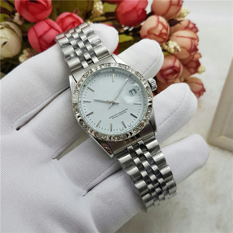 Silver Strap+white Face
