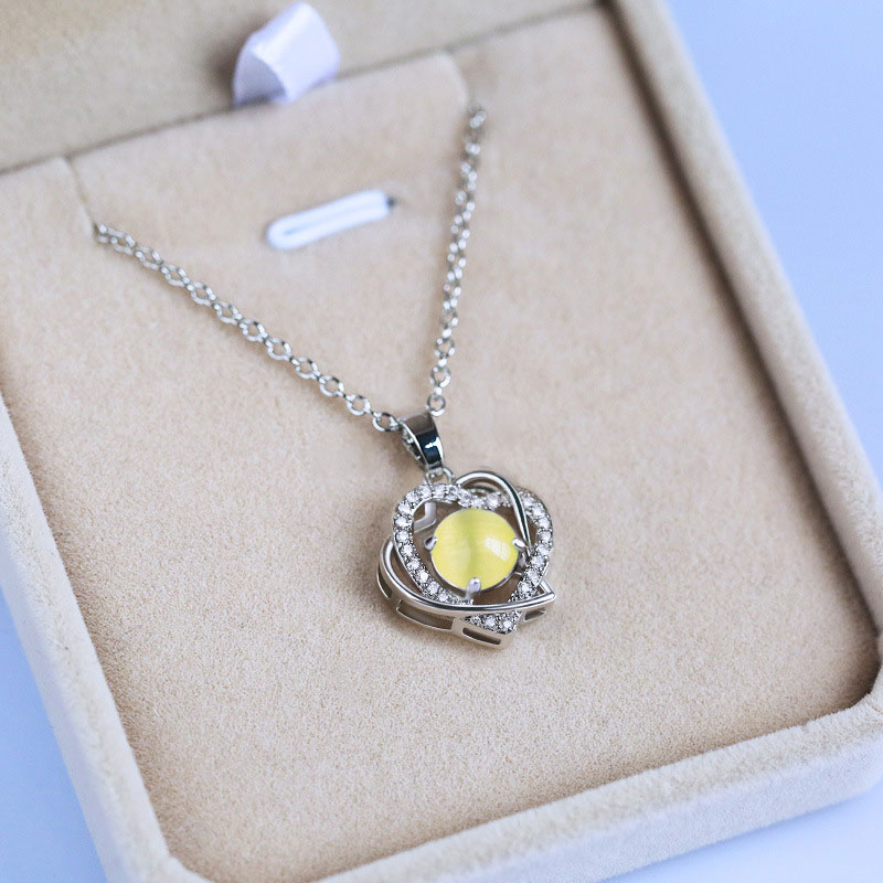 

Chains DoreenBeads Fashion Copper Pendant Necklace Yellow Colorful Heart Clear Rhinestone Jewelry DIY Charms 40cm Long, 1 Piece