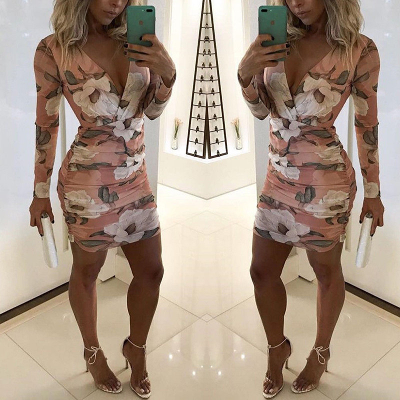 

Summer clothing women' leisure beach dress +L neck flower sleeping mini clothing sexy party, As pic