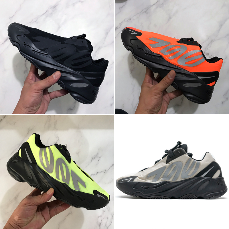 

2020 New MNVN 700 Kanye West Orange Green Triple Black Bone 3M Material 700 Men Women Running Shoes Sport Sneakers Size 5-12, #1 triple black