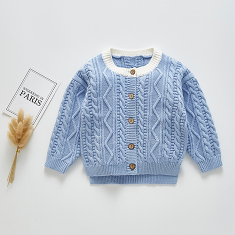 

Wholesale Owligbaby Winter Sweater Knitted Baby Top Long Sleeve Coat Sweater Jacket White Blue Brown 6M to 3 Years Old