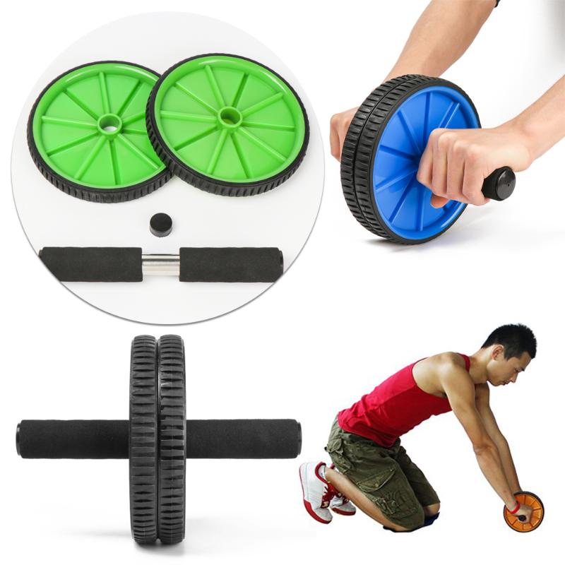 

New Fitness Dual Wheel Abdominal Training Roller Body Building Equipment Home Gym Arm Waist Exerciser Pad Fitness Ab Rollers, Blue