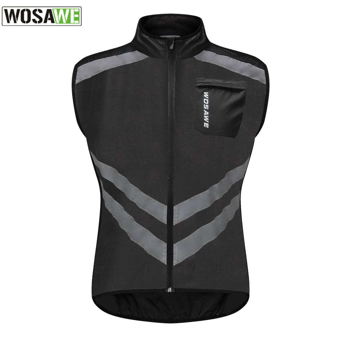 

WOSAWE Safety Reflective Men's Cycling Vest Sleeveless Jacket Road Mountain Bike Bicycle Vests Windproof Motorcycle Windbreaker, Black vest