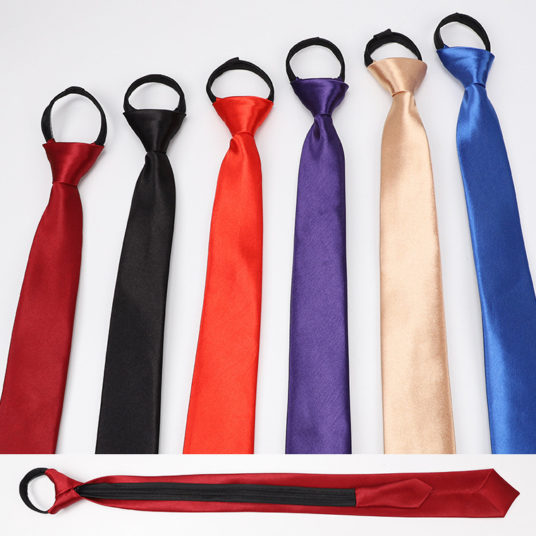 

Men 's Tie , Korean Version of Casual Solid Color 5 Cm Lazy Zipper Tie Hair Accessories Scarf Gift