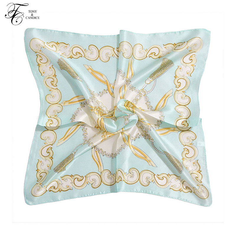

Women's Silk Scarf Graphic Print 100% Silk SquareScarf NeckerchiefFashion Shawl Suitable In Beach Satin Bandana Neck Warmer Wrap