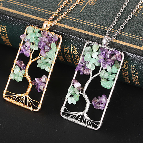 

Womens Handmade Small Natural Stone Metal Life Tree Pendant Necklace for Sale