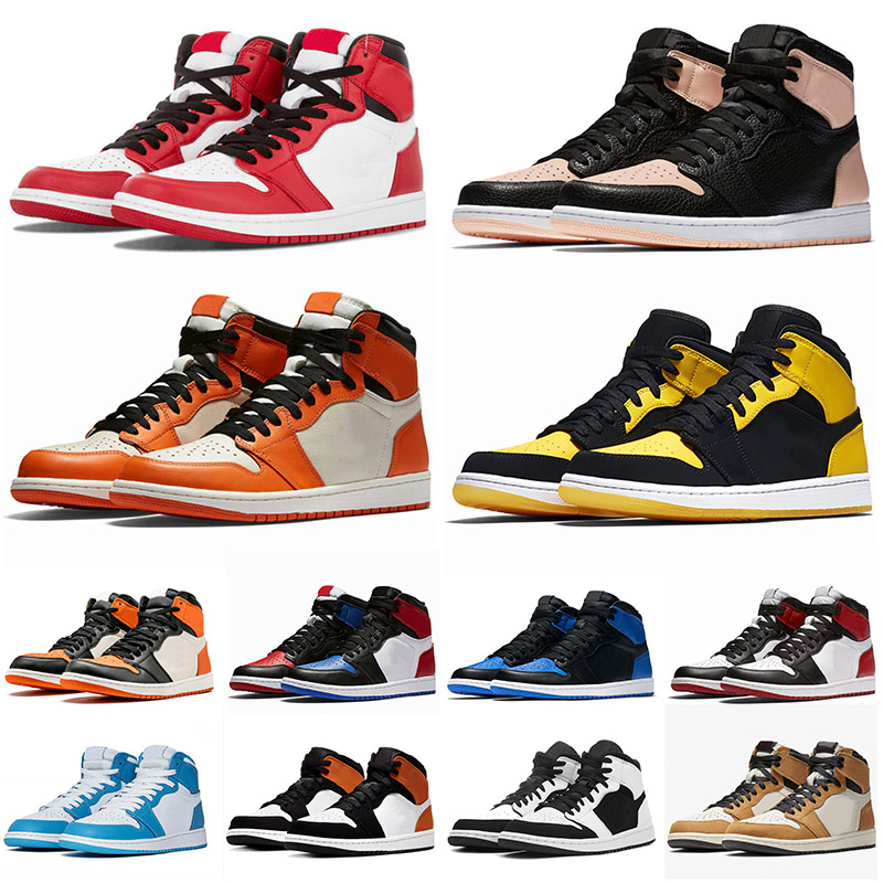 

Crimson Tint 1s Mens Womens Basketball Shoes 1 New Jumpman Sneakers Rookie of the Year Shattered Backboard Chicago fashion brand trainers, White;red