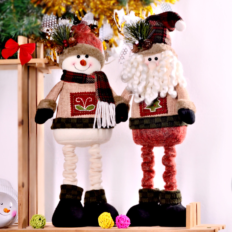 

Santa Claus Snowman Christmas Dolls Christmas Decorations for Home Retractable Standing Toy Doll Kids Birthday Party Gift