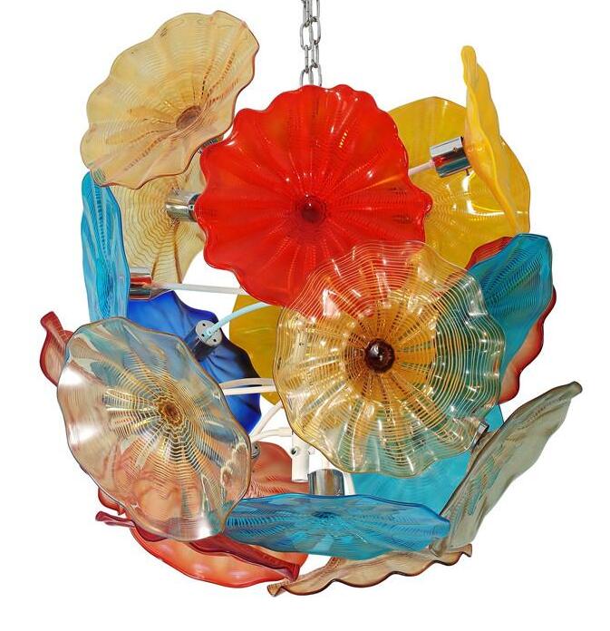 

Colorful Hand Blown Murano Glass Chandelier Pendant Light LED Glass Art Flower Chandelier for Living Room Dining Room Staircase