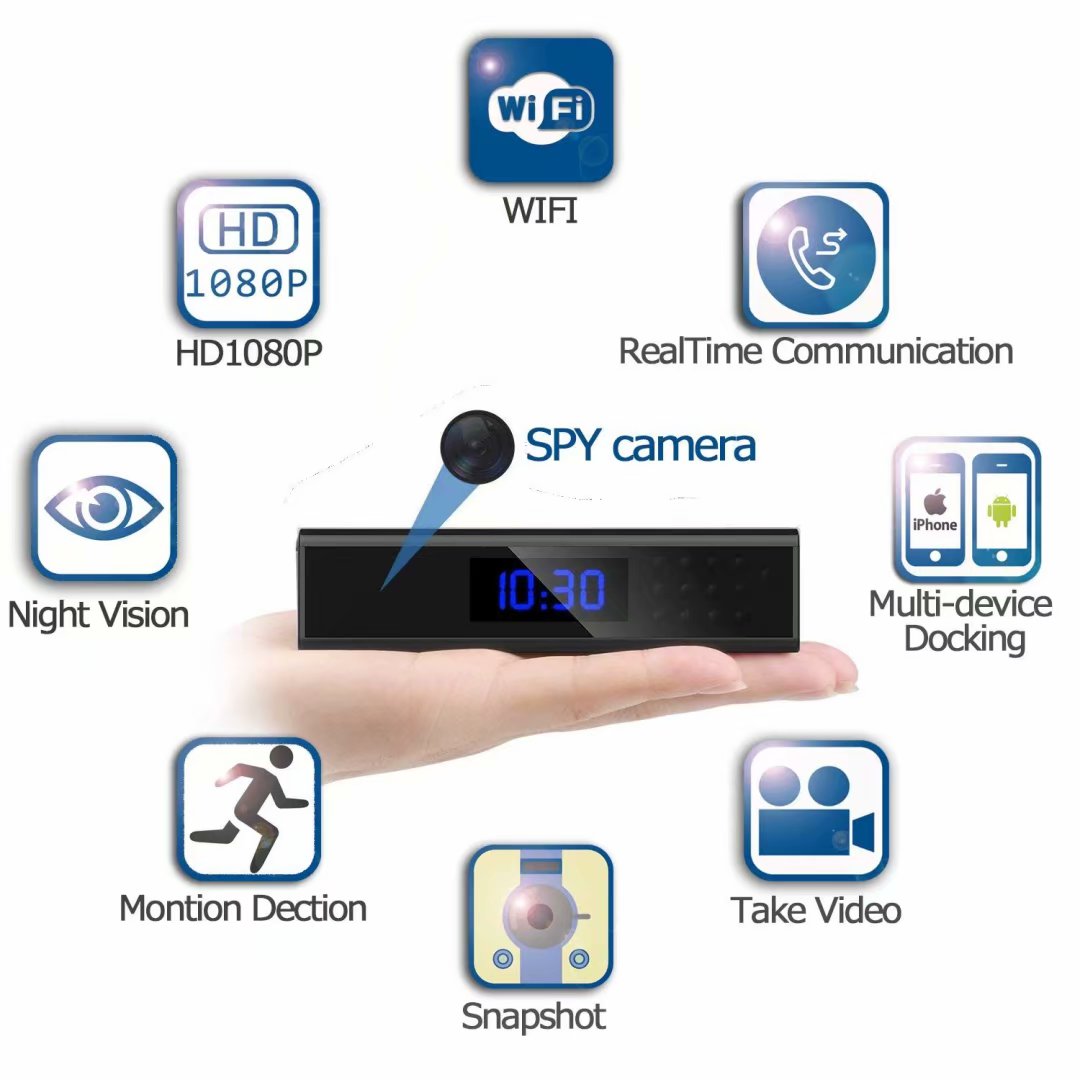 

1080P HD wifi clock camera with APP control night vision Motion detect