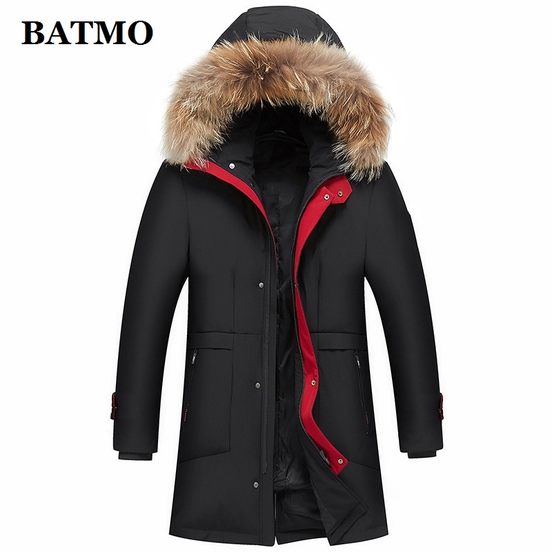 

2019 new arrival winter raccoon fur collar 80% white duck down hooded jackets men,men's warm jackets,plus-size 18012, Black