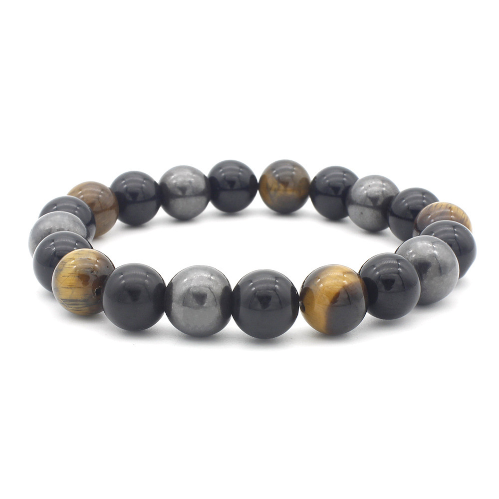 

Natural Volcanic Stones Accessories 10mm atmospheric yellow tiger eye obsidian magnetic health bracelet 6190