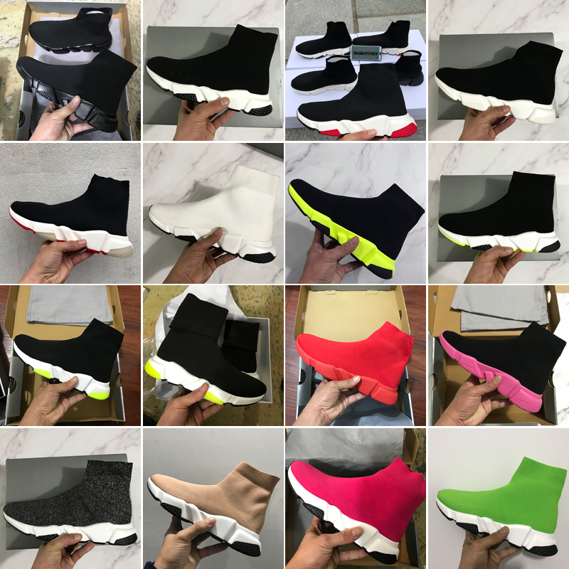 

With Box 2021 New Triple-S Trainer Fashion Shoes Sock Top Quality Triple Oreo ALL Black Red Flat Trainer Men Women Running Shoes Sport, #1 all black