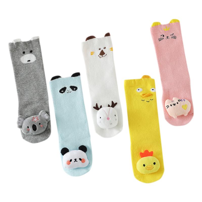 

1-3 Years Baby Cotton Knee Stockings Non-slip Warm Cartoon 3D Doll Socks, White