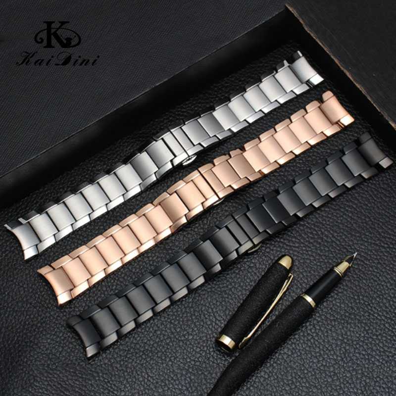 

solid Stainless steel watch band with arc mouth 14mm charm bracelet mechanical wristwatches sport stainless steel banding strap