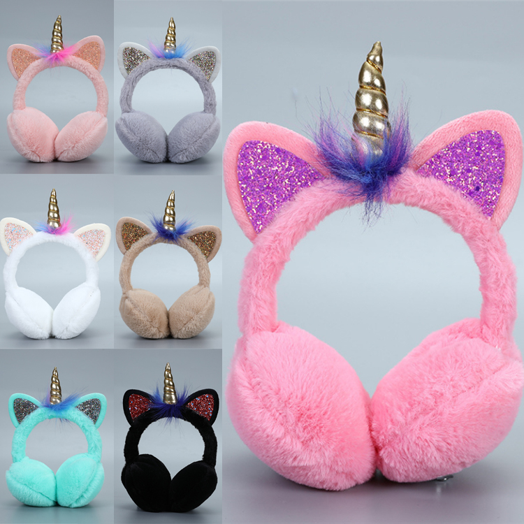 

Plush Unicorn Earmuff 7 color Kids ear muffs Children Lovely Winter Warmer designer ear muffs Fur Thicken Plush Unicorn Cover JJ32, #01