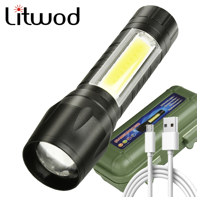 

XP-G Q5 Built in Batttery LED MINI Aluminum 4 Modes Torch COB Zoom Waterproof Outdoor Sport Caming Lights Bulbs Black