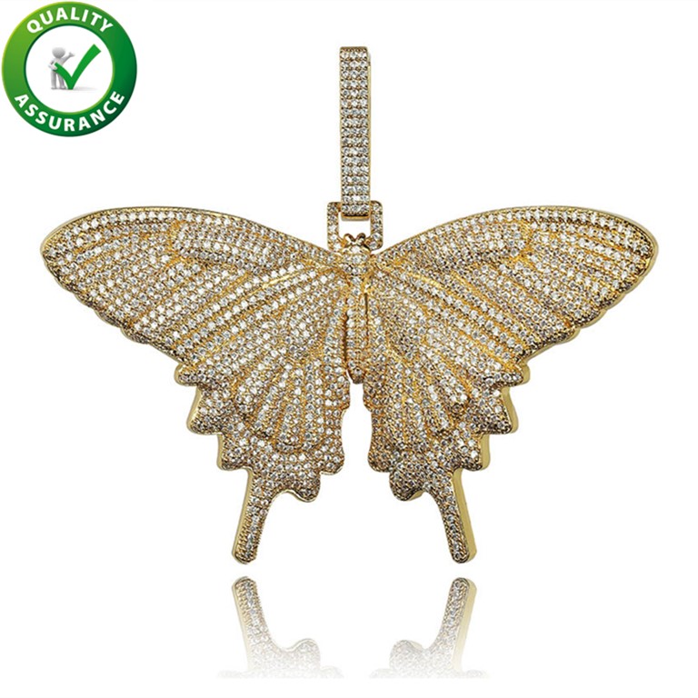

Iced Out Pendant Hip Hop Jewelry Luxury Designer Necklace Mens Gold Chain Pendants Bling Diamond Butterfly Charms Rapper Fashion Accessories