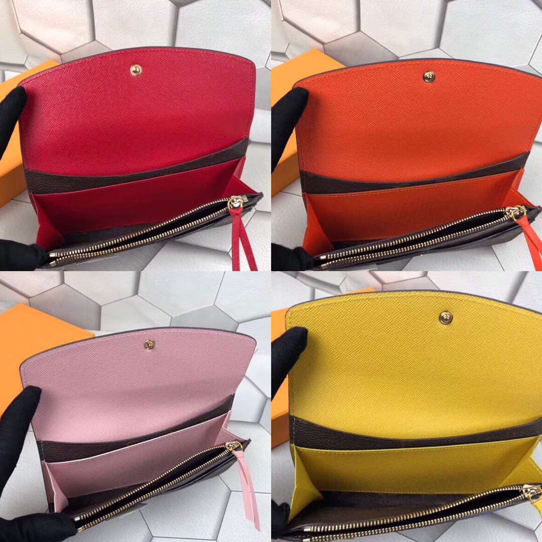 

Wholesale classic long wallet for women multicolor leather coin purse lady coin purse card holder package box ladies zipper wallet pocket, Red