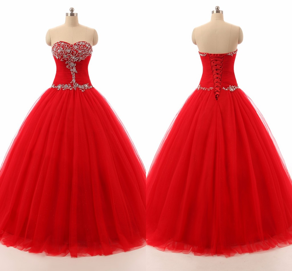 

Cheap Red Prom Quinceanera Dresses Tulle Pleated Beaded Strapless Backless Prom Dress 8th Grade Sweet 16 Girls Special Occasion Dress Girls, Silver