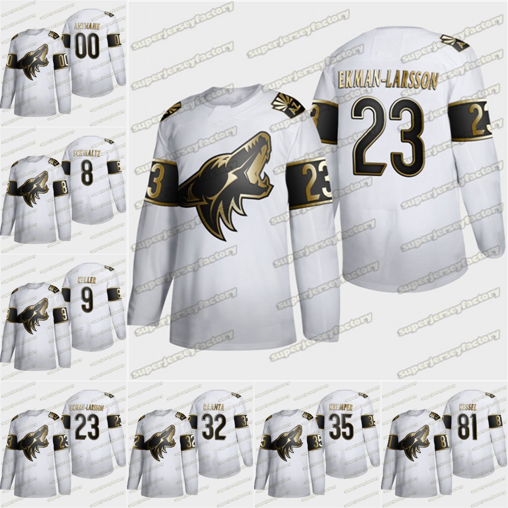 

Arizona Coyotes 2020 White Golden Edition Jersey Oliver Ekman-Larsson Phil Kessel Clayton Keller Antti Raanta Clayton Keller Darcy Kuemper, Youths s-xl