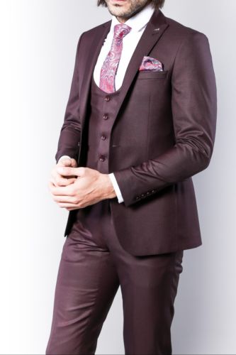 

Fashionable One Button Groomsmen Peak Lapel Groom Tuxedos Men Suits Wedding/Prom/Dinner Best Man Blazer(Jacket+Pants+Tie+Vest) A159, Same as image