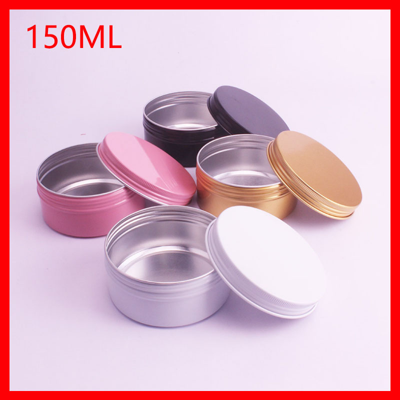

150g aluminum jars 150 g aluminum case for powders gels cream use, 5 oz metal containers pink/black/white/gold