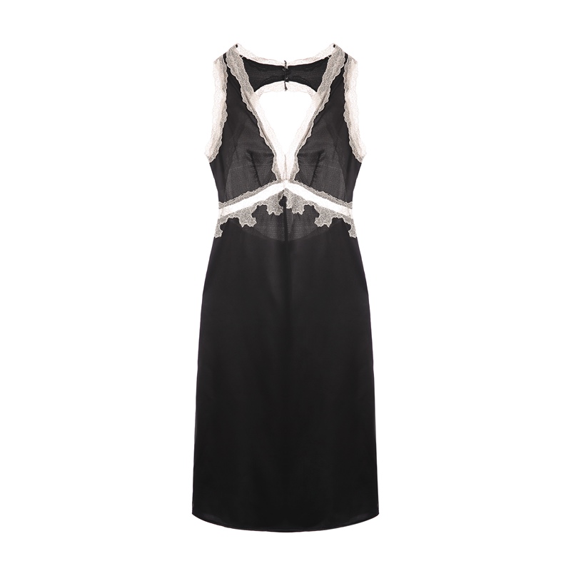 

Lace Dress V-neck Nightgown Silk Sleepwear Womens Ladies Long Gowns Black Backless Womens Clothing Lingerie Dress Porno