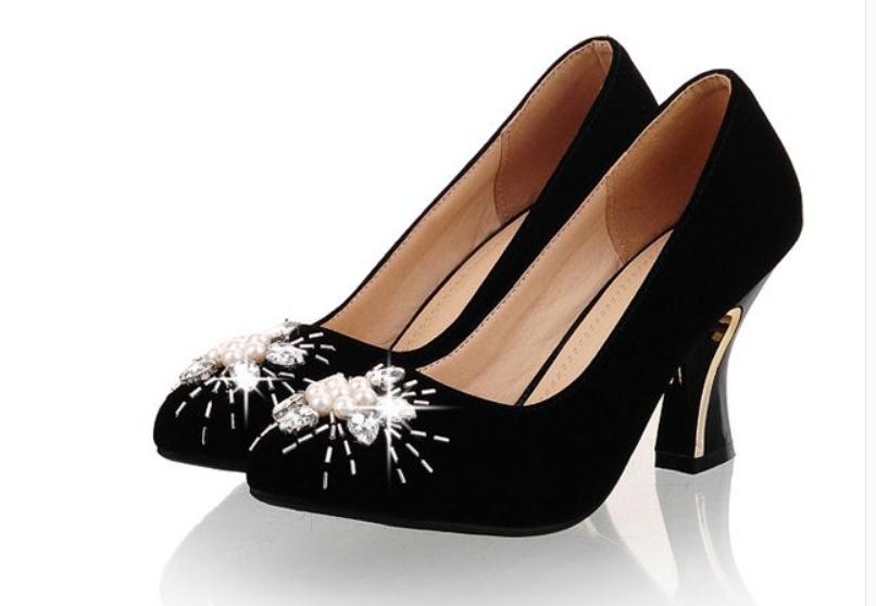 

2019 Suede Women's shoes in Spring and Autumn with New style High heel Coarse heel water drill@212, Red