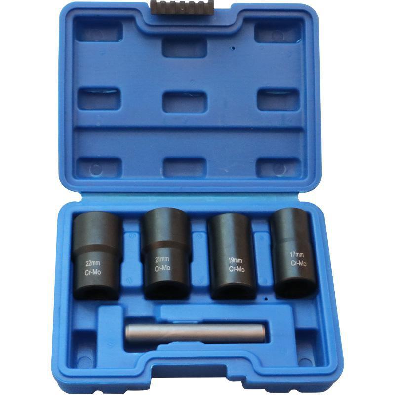 

5Pcs Twist Socket Set 1/2 inch Drive Wheel Lock Nut Remover /Removal 17mm 19mm 21mm 22mm Twisted Socket