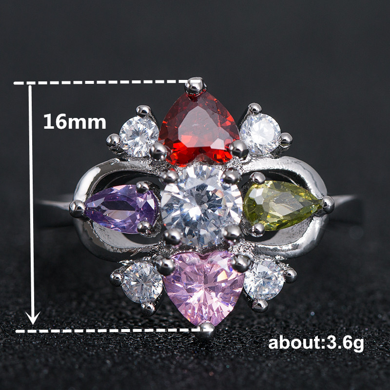

Creative Hot Sale Colorful Zircon Sunflower Rings for Women Ladies Fashion Wedding Engagement Anniversary Jewelry Wholesale Anel