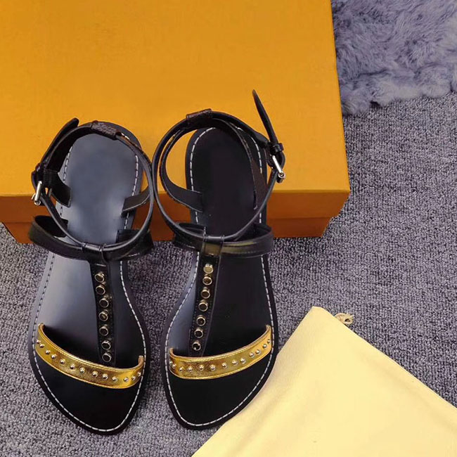 

Hot Sale-Women Popular Style Designer Leather Outsole Perfect Flat Canvas Plain Sandal Size 35-41Origina, Black