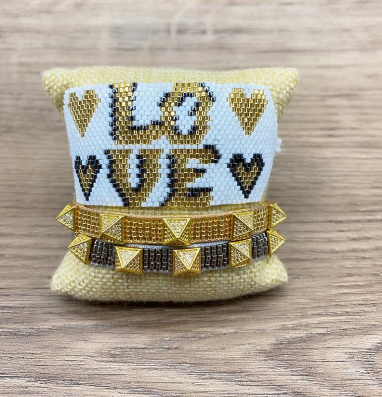 

Rttooas Love Letter MIYIKI Heart Bracelets Fashion Rivet Handmade Pulseras Mujer Moda 2020 New Arrival Female Jewelry