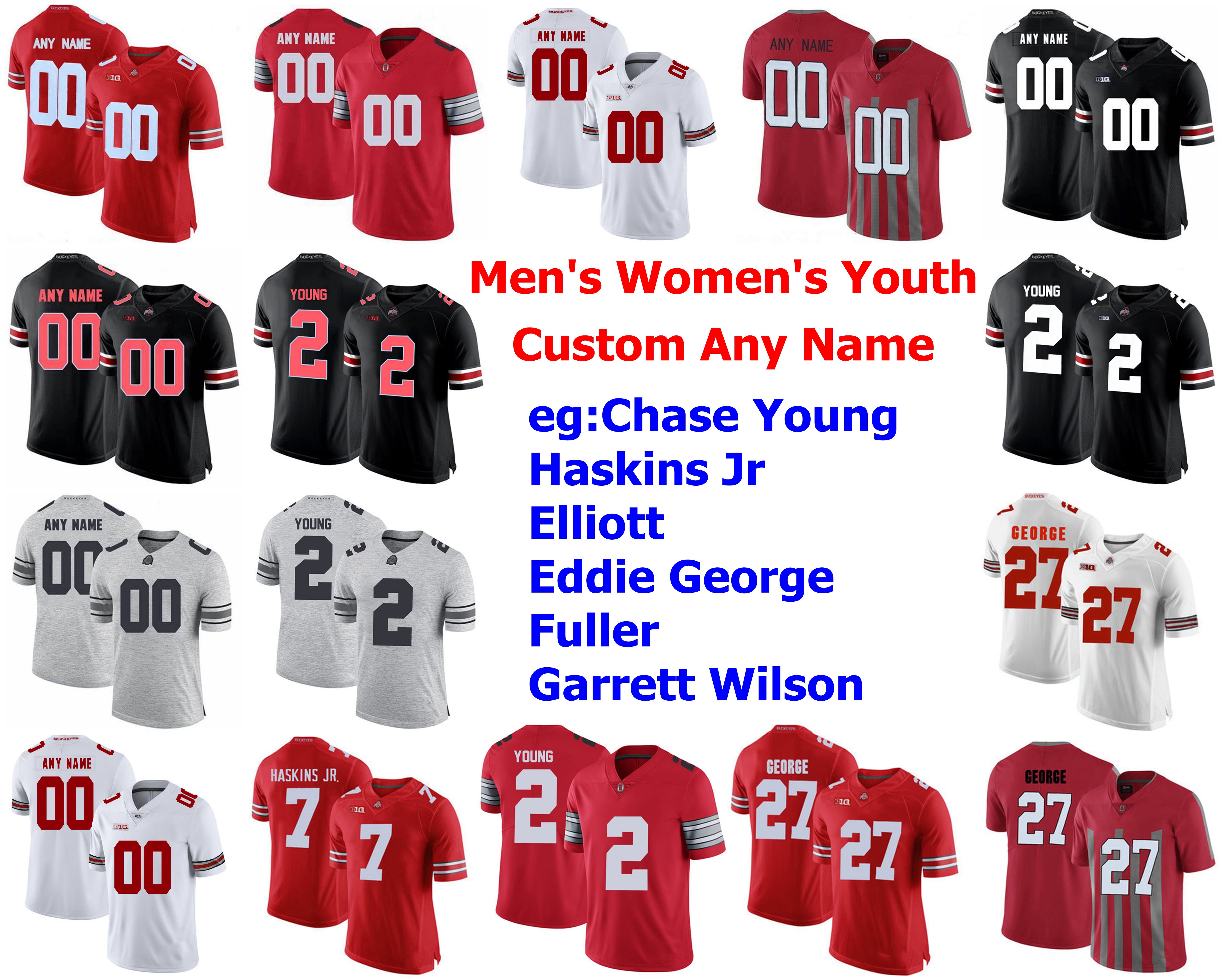 

Ohio State Buckeyes Jerseys Mike Weber Jr. Jersey JK Dobbins Justin Fields Chase Young Eddie George College Football Jerseys Custom Stitched, Youth black red