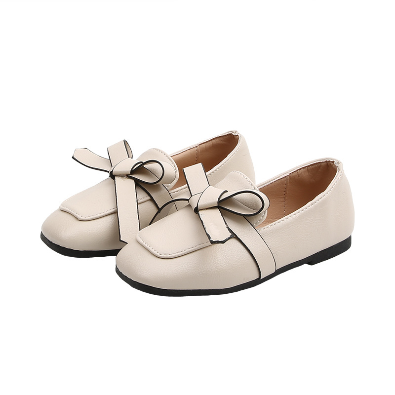 

Korean Butterfly-knot Princess Children Leather Shoes Medium Big Kids Casual Moccasin Loafers Spring Autumn Girls Bow-knot Shoes, Black