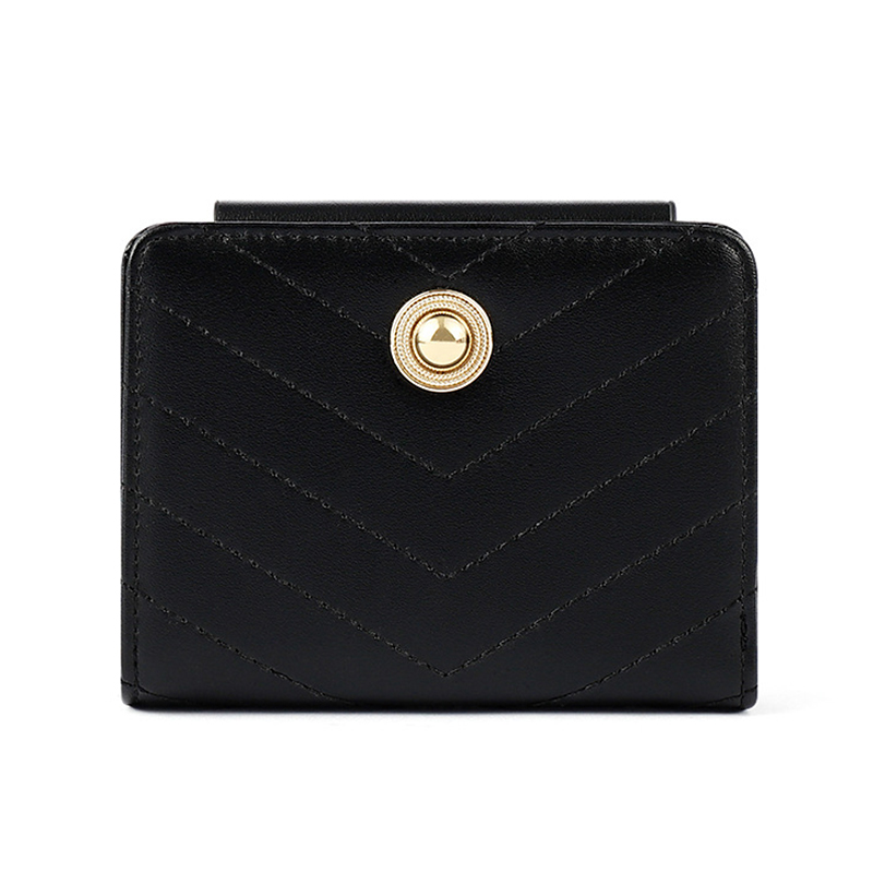 

Fashion Women Wallet PU Leather Short Trifold Purse Multi-card Position Holder Brief Coin Pocket Ladies Clutch Bag, Black