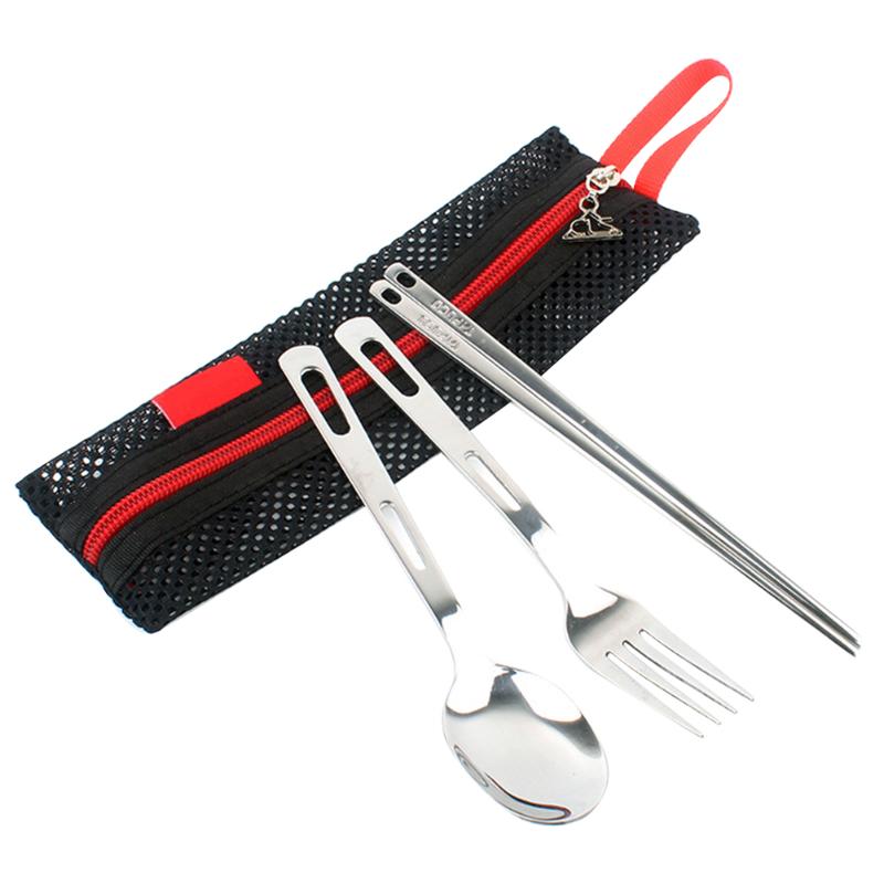

Cutlery Set Reusable Outdoor Camping Practical Hiking Easy Clean Tableware Portable Chopsticks Spoon Fork Stainless Steel Travel