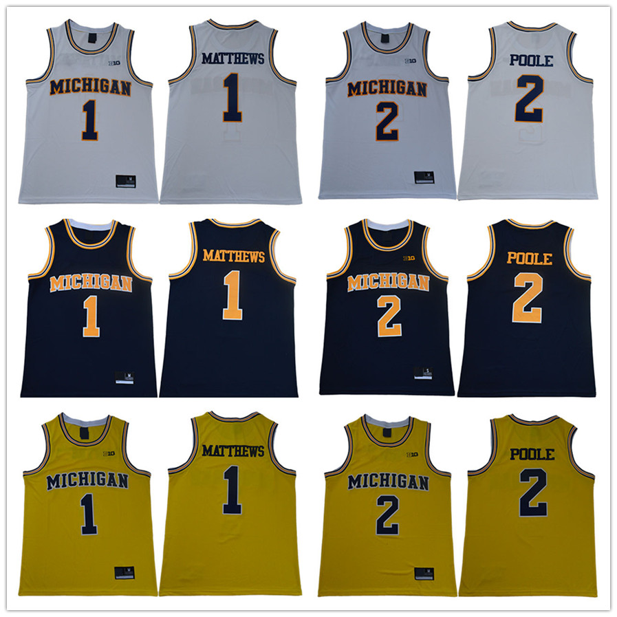 

NCAA Michigan Wolverines College #1 Charles Matthews #2 Jorda Poole 5 Jalen Rose Jersey University Mens Basketball Jersey -3XL, Extra shipping