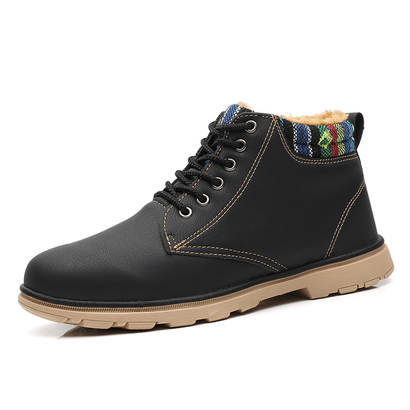 

Men Boots Winter Shoes Men Waterproof Snow Boots With Warm Plush Winter Footwear Male Casual Boots Sneakers, Black